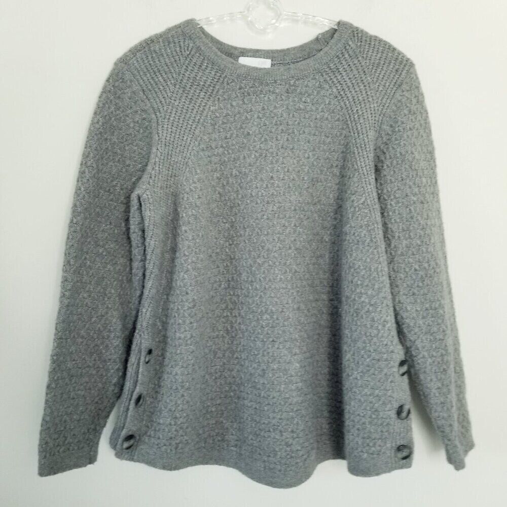 J.Jill Sz S Textured Side Button Pullover Knit Sweater Chunky Cozy Granola Girl